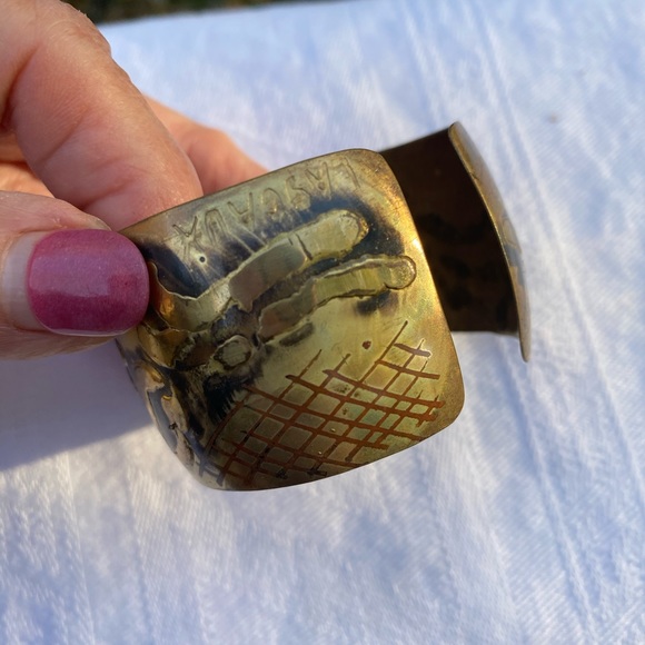 Gorgeous Vintage Copper and Black Bangle Bracelet - Picture 2 of 2